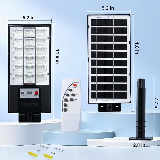 Solar Street Lights Outdoor, 2500LM Solar Security Lights with Remote Control, 270° Wide Angle IP66 Waterproof Motion Sensor Solar Flood Lights for Outside, Garage Yard Garden Fence Lighting, 6 Pack