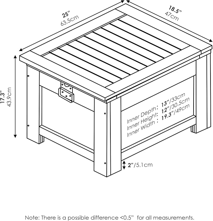 Furinno TIOMAN Outdoor Wooden Cooler Chest, Insulated Ice Chest Storage Box, 25 x 18, for Patio, Garden and Porch, Light Wood