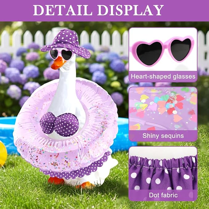 Hawaiian Porch Goose Outfits, Summer Style Goose Outfits, Cute Gooses Clothes fit Large 23" H Statues for Outdoor Garden and Yard Decoration