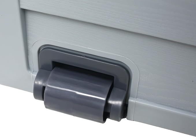 Outdoor Deck Box, Gray Plastic, 75 Gallon, 44x19.25x21.25 Inch, with Wheels and Side Handles, Patio Storage