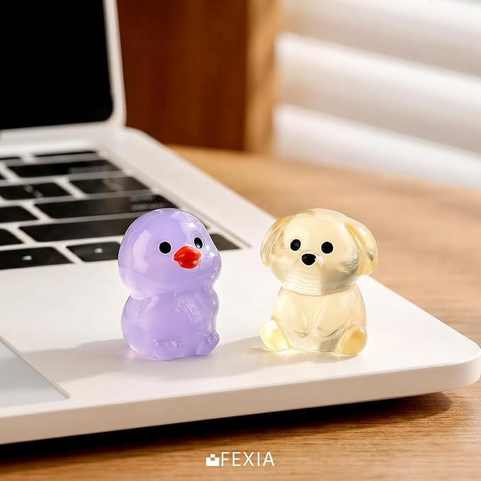 FEXIA 100 Pcs Luminous Mini Resin Animals 20 Types Glow in the Dark Tiny Figurines Bulk Set for DIY Garden Aquarium Micro Landscape and Party Decoration Desk Pets and Miniature Accessories
