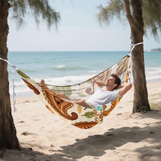 Autumn Paisley Hammocks for Camping with Portabl Carry Bag Portable Hammock Indoor Outdoor Patio