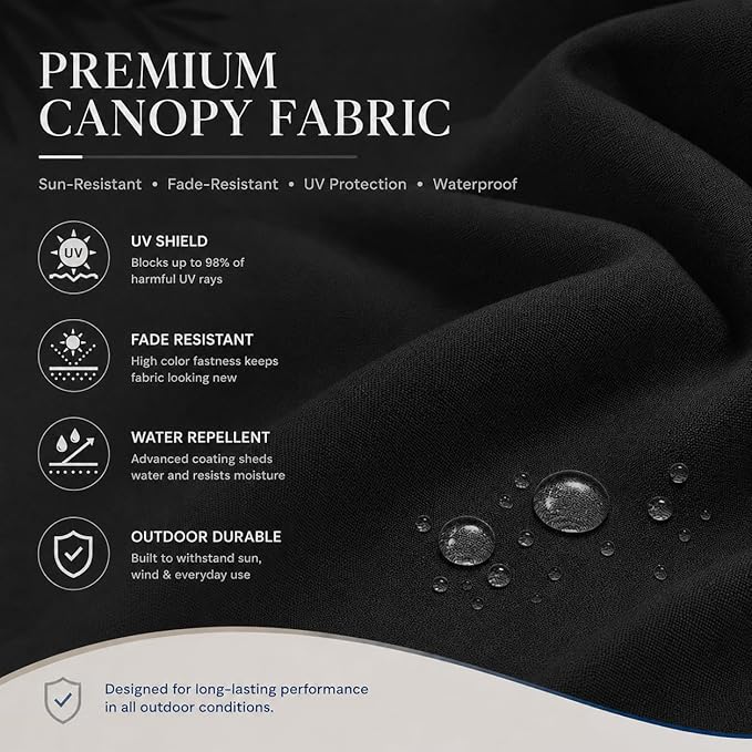 10ft Patio Umbrella, 3-Tier Vented Outdoor Table Umbrella with 8 Sturdy Fiberglass Ribs, Windproof Market Umbrella with Push Button Tilt and Crank, UV Protection for Deck, Pool, Black