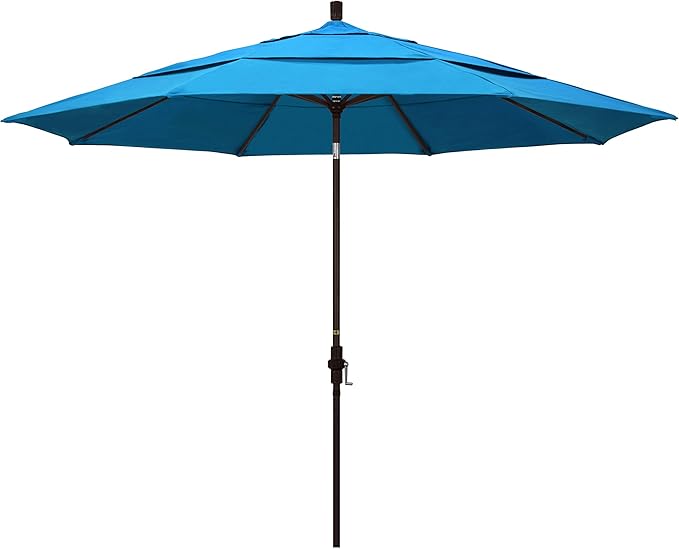 California Umbrella 11' Rd Tahoe Series Aluminum Patio Umbrella, Crank Lift, Collar Tilt, Bronze Finish