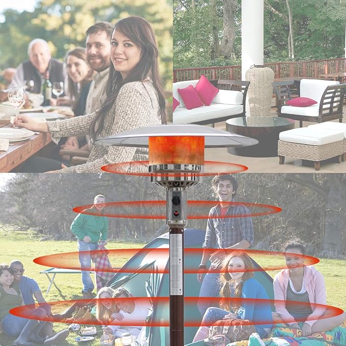 Giantex Patio Heater, 50,000 BTU Steel Propane Heater Lp Gas W/Accessories, Floor-Standing Commercial Outdoor Heater (Bronze)