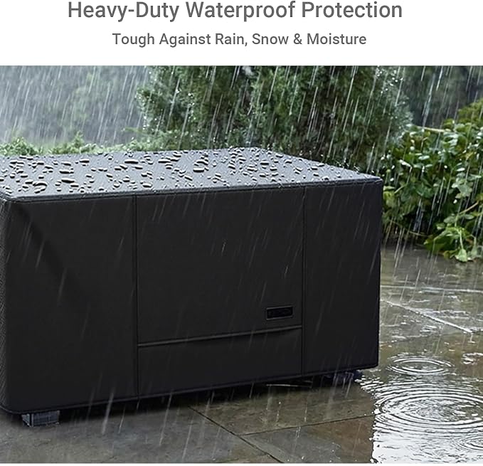 NettyPro Deck Box Cover Outdoor Waterproof Storage Bench Cover for Rectangular Deck Box, 46 x 24 x 22 inch, Black