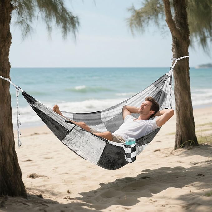 Black and White Square 330lb Capacity Hammocks with Hanging Ropree Hammock for Outside Beach Patio Garden Base de hamaca para adultos