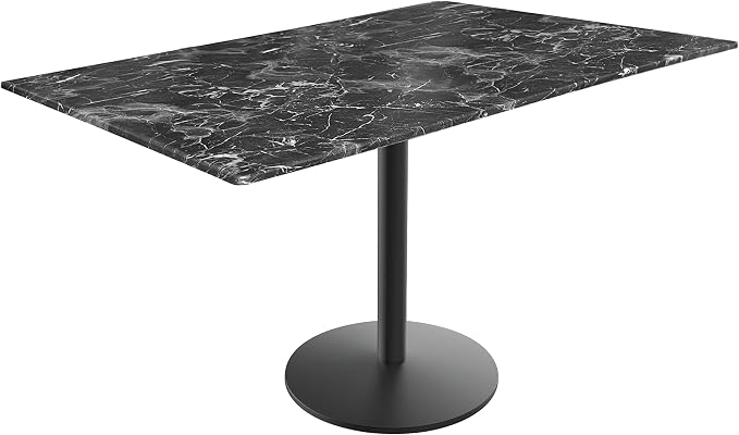 Holland Bar Stool Co. 30" Tall OD214 Indoor/Outdoor All-Season Black Wrinkle Table with 32" x 48" Black Marble EuroSlim Top