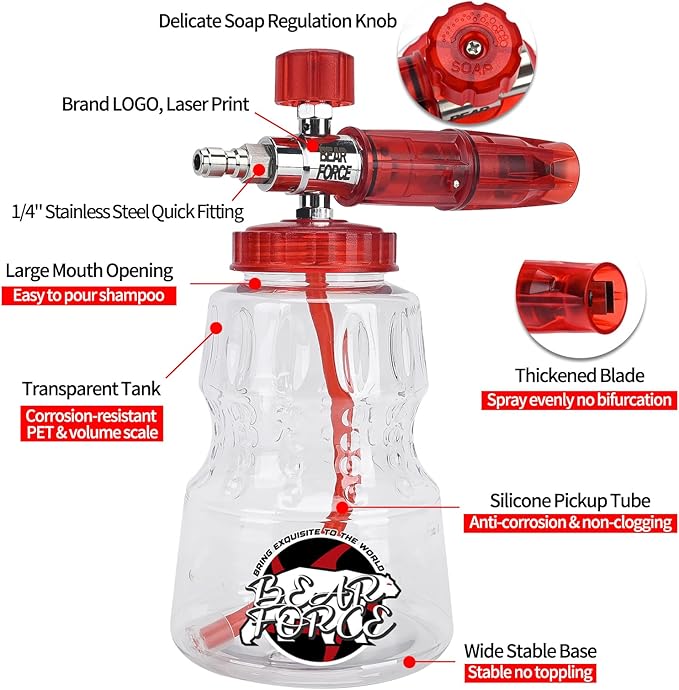 High Pressure Washer Spray Gun & Foam Cannon 32oz & Kink Resistant Hose 32ft Kit, Short Handheld & Water Hose Set, Compatible with Some of Ryobi, Greenworks, CRAFTSMAN Portland Most Brand Power Washer