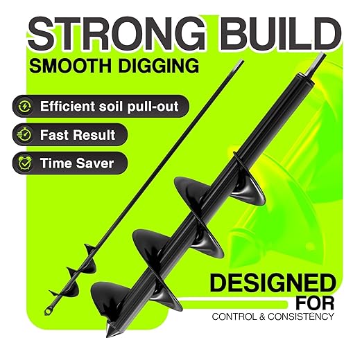 2pk Auger Drill Bit for Planting with Gloves (1.6 x 16 Inch & 3.5 x 16 Inch Set) - Heavy Duty Garden Spiral and Bulb Planter Tool for Digging Holes - Compatible with 3/8 Inch Hex Drive