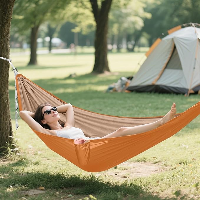 Chocolate Orange Solid Color 330lb Capacity Hammocks for Camping with Portabl Carry Bag Rope Hammock for Indoor Outdoor Patio hamacas para Deck