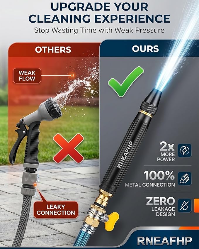 Home High-Pressure Car Wash Water Gun with Booster Nozzle Powerful Heavy Duty Metal Car Washer Nozzle Gun Sprayer Wand Garden Watering Vegetables Portable Cleaning Tool for Home Yard Outdoor(#1 2PCS)