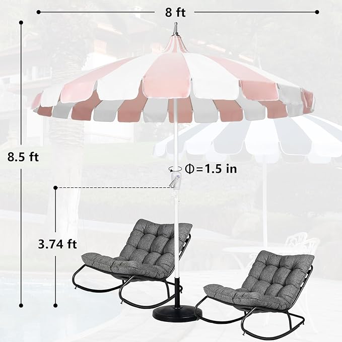 8Ft Patio Pagoda Umbrella, UV Protect Pool Umbrellas with Heavy Duty Pole, Outdoor Market Umbrella for Holiday Garden Backyard