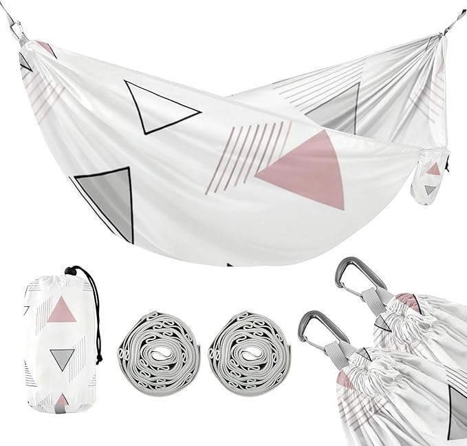 Blue Floral Hammocks with Hanging Rope Tree Hammock for Outside Patio Backyard Poolside