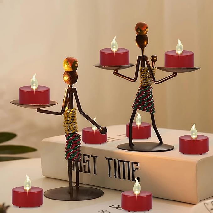 Battery Operated Tea Lights Candles, Flameless Electric Fake Candle, 100 Pack Realistic Flickering Votive Led Tealights, Long Lasting 200+ Hours, for Wedding Festival Decoration (Red)