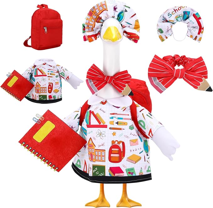Porch Goose Outfit Summer Hawaiian Fishing Porch Goose Outfit Clothes Costume for 23 In Statue Garden Yard Decor