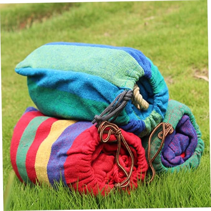 Milisten Double Thickened Canvas Swing Hammock for Outdoor Relaxation Blue Lightweight Design with Carry Bag for Camping Backpacking and Travel