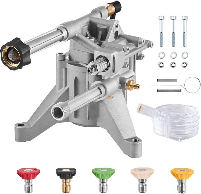 VEVOR Pressure Washer Pump, 7/8" Shaft Vertical, 3100 PSI, 2.5GPM, Replacement Power Washer Pumps Kit with 5 Nozzles, Compatible with Briggs & Stratton, Generac, Devilbiss, Troy Bilt, Honda, Craftsman
