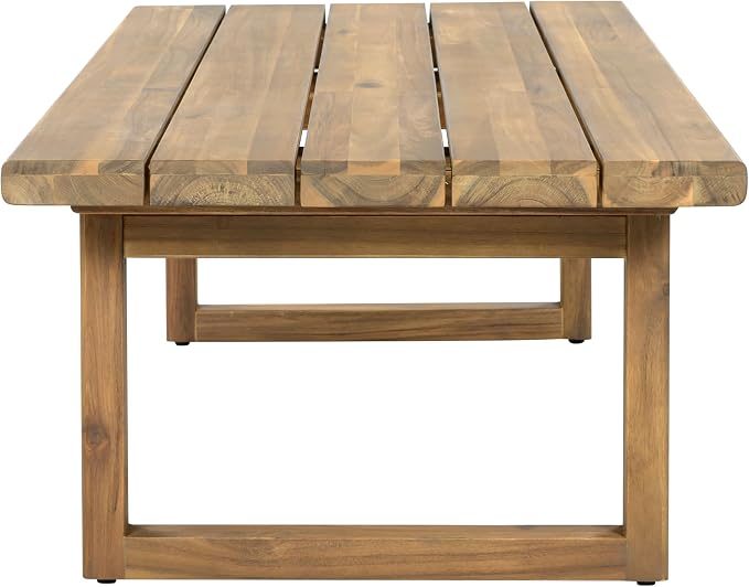 Christopher Knight Home Outdoor Acacia Wood 7 Seater Sectional Sofa Set with Thick Cushions Patio Conversation Set Modular Outdoor Seating with Coffee Table and Club Chairs for Patio Garden Deck
