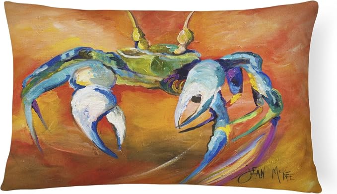 Caroline's Treasures JMK1110PW1216 Blue Crab Canvas Fabric Decorative Pillow Machine Washable, Indoor Outdoor Decorative Pillow for Couch, Bed or Patio, 12HX16W