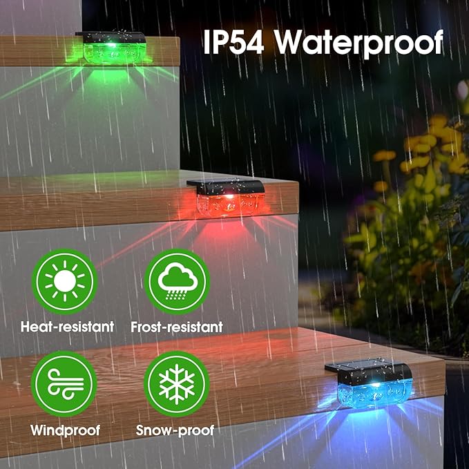 Eyrosa Solar Deck Lights 12 Pack, Solar Lights Outdoor Waterproof for Outside, Stairs, Step, Fence, Yard, Garden, Patio, Pool, Railing (Color Changing)