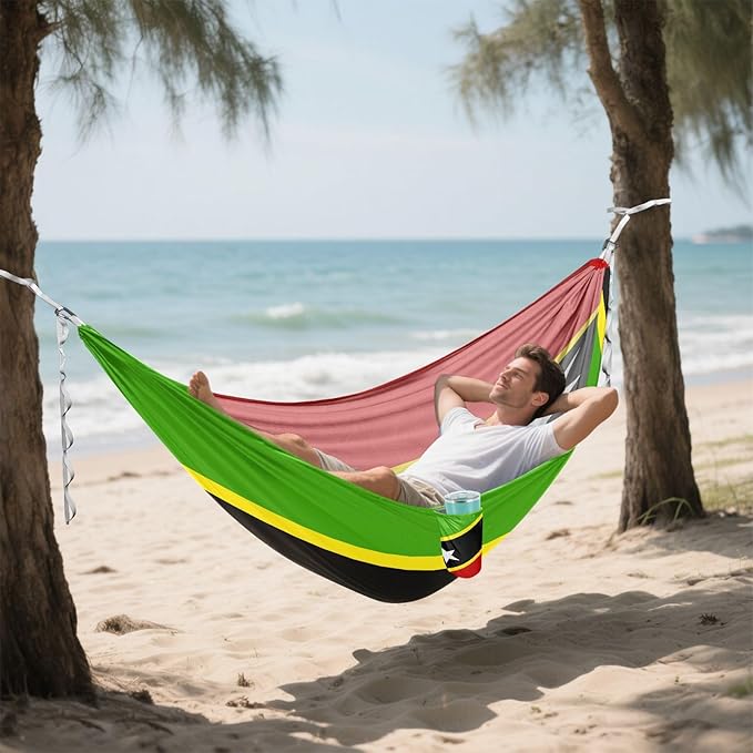 National Flag of Saint Kitts and Nevis Hammocks with Portabl Carry Bag Backyard Hammock for Indoor Outdoor Patio