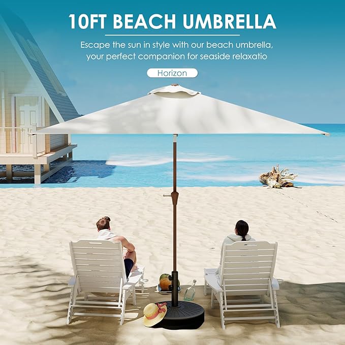 GREENVINES 6.5X10 FT Rectangular-Patio-Umbrella | Outdoor-Table-Umbrellas | 6 Sturdy Steel Ribs | Push Button Tilt & Crank | Waterproof | Market Umbrella | for Pool Backyard Garden Deck | Beige