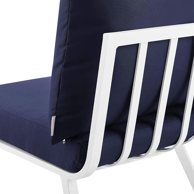 Modway Riverside 7 Piece Outdoor Patio Aluminum Set, 85.5 x 114 x 28, White Navy