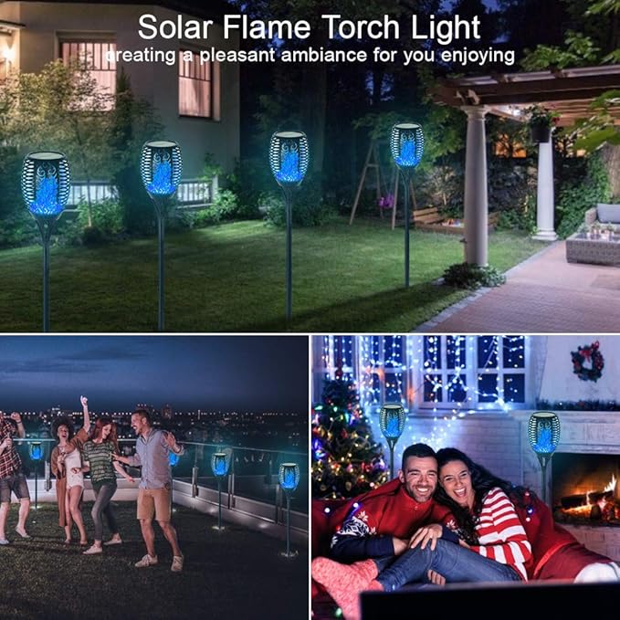 EOYIZW Solar Lights Outdoor 4 Pack, Premium 99 LEDs Solar Torch Light with Flickering Flame Outdoor Decor- IP65 Waterproof Garden Lights for Halloween Decorations Yard Garden Porch
