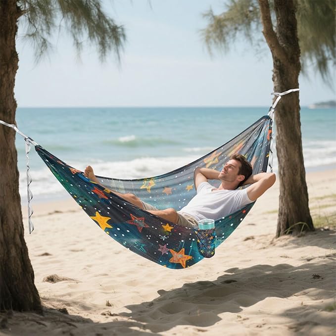 Colored Star 330lb Capacity Outdoor Hammocks with Tree Straps Hanging Hammock for Outside Patio Garden amacas para patios con Base de adultos