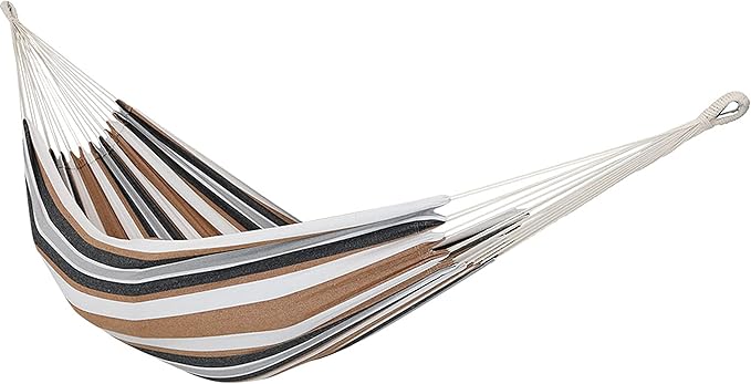 Sunnydaze Calming Desert Double Brazilian Cotton Hammock and Black Brazilian Portable Steel Hammock Stand for Outside with Carrying Case