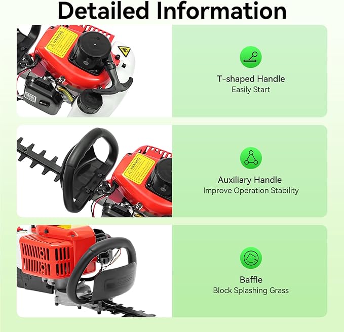 22.5CC Grass Trimmer,2-Stroke Engine Gas Lawn Mower,Double-Edged Hedge Machine with Handle Swivel Angle,25.59In Mowing Width, Grass Trimmer&Edger for Sawing Lawn Edges, Lawns, Weeds,High Hedges,Etc