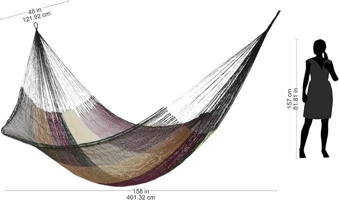 NOVICA Artisan Handmade Hammock Unique Striped Mayan Single Green Earthtone Nylon Mexico Rope Backyard Barbeque 'Mother Earth' (Single)