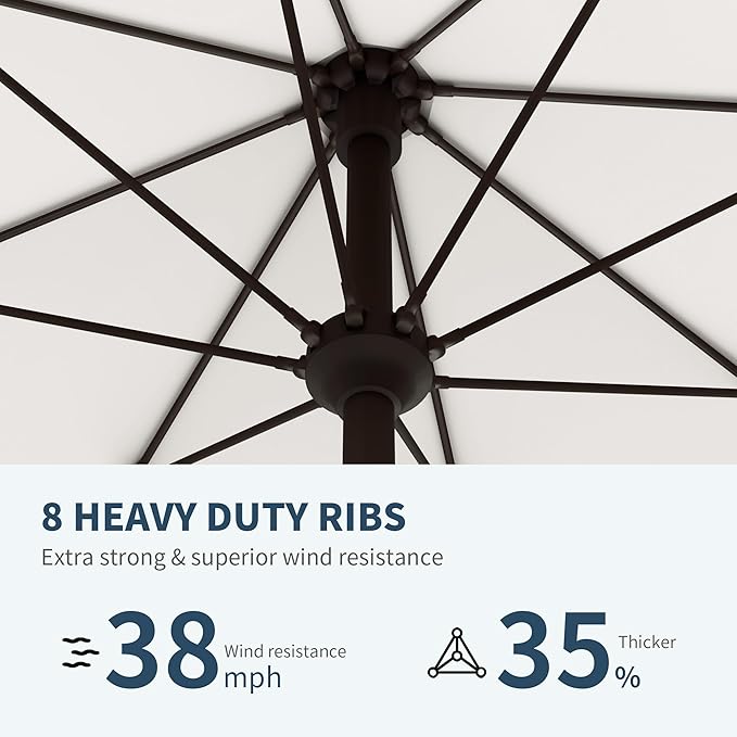 PatioKingdom 11FT Patio Umbrella,Outdoor Umbrella with Push Button Tilt and Crank,Market Table Umbrella with 8 Sturdy Fiberglass Ribs UV Protection