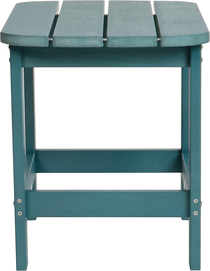 EMMA + OLIVER Hammond Adirondack Side Table - Sea Foam Finish - Durable Polyresin Construction - Suitable for Indoor/Outdoor Use - UV Resistant