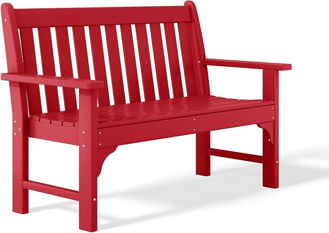 WestinTrends Malibu 3-Piece HDPE Outdoor Patio Furniture Couch and Coffee Table Set, Red
