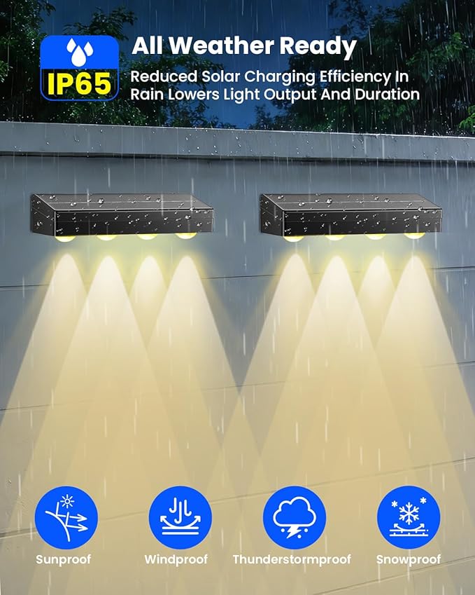 Solar Fence Lights Outdoor Waterproof 12 Pack IP65 Waterproof Fence Solar Lights 3000/5000K/RGB 12 Mode, Solar Powered Wall Lighting Decor for Backyard, Railing, Step, Patio Housewarming Gifts