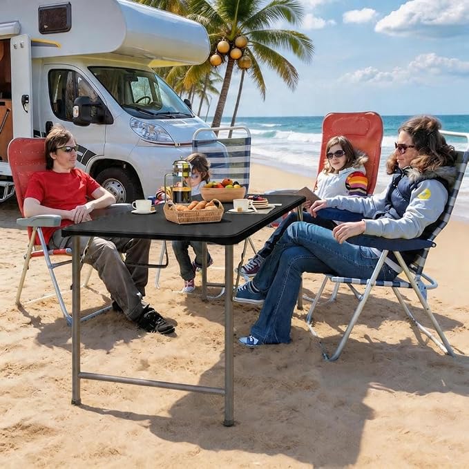 YITAHOME 6FT Folding Table, Outdoor Folding Table w/Heavy Duty HDPE Tabletop, Rectangle Folding Tables w/Portable Carrying Handle for Picnic, Parties, Camping & Indoor Activities, Black