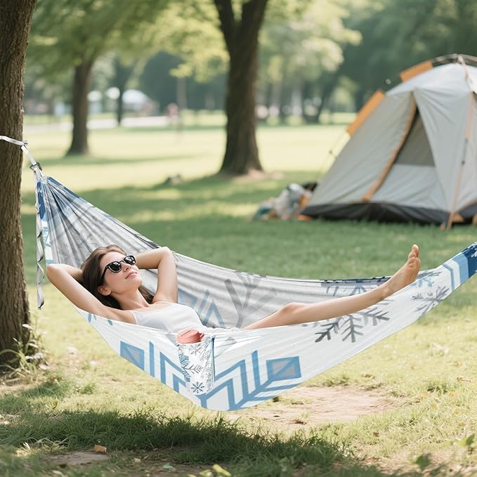 Snowflake Frame Hammocks with Hanging Rope Tree Hammock for Outside Patio Backyard Poolside
