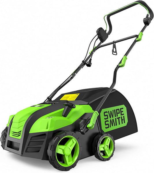 16” Artificial Turf Vacuum,1800w Grass Sweeper 15 Amp Lawn Sweeper Yard Power Brush with 55L Removable Leaf Collection Bag, Quick-Fold, Keeps Clear Sweepy Box