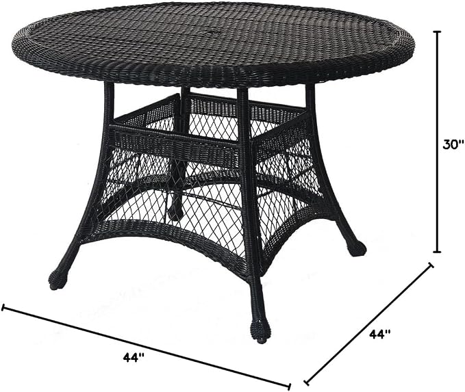 Jeco Wicker Round Dining Table, 44", Espresso