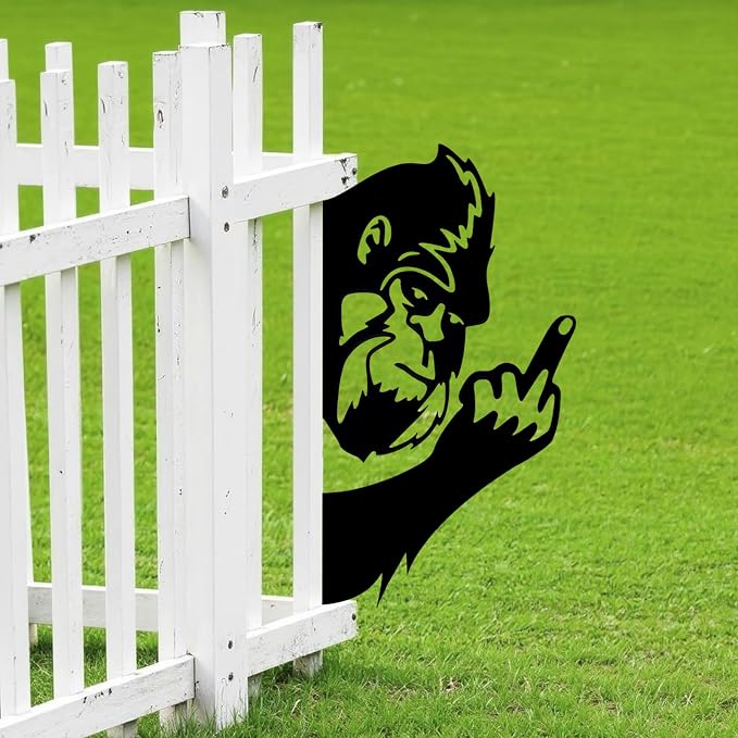 2 Pack 13 Inch Bigfoot Yard Decor, Funny Metal Sasquatch Signs | Two funny Bigfoot metal signs for fences, trees, posts, porches, cabins, garages, yards and man caves