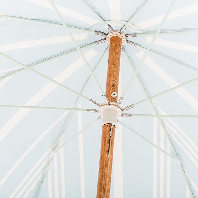 Business & Pleasure Co. Rio Umbrella Scalloped Brim For Beach, Patio or Picnic - 6' Boho Beach Umbrella, 7' Tall Wood Pole, UPF 50+