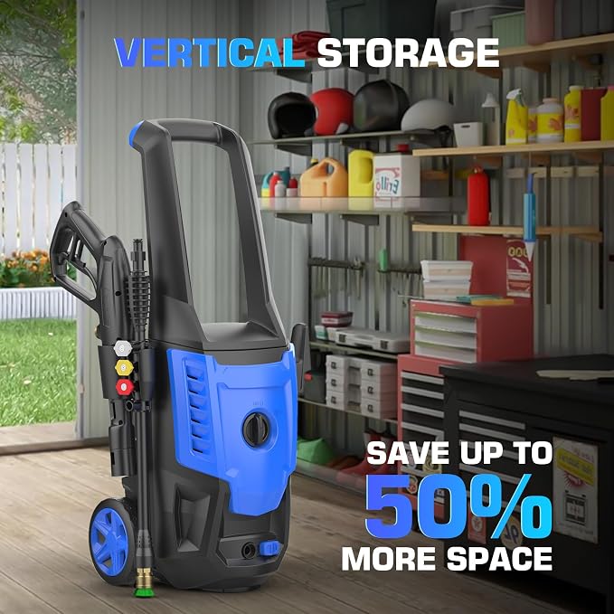 5000PSI Pressure Cleaner, High Power Cleaner Machine, with 4 Nozzle and Soap Bottle for Cars/Fences/Driveways/Home/Patios (Blue)