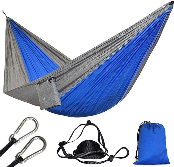 Hammocks for Camping 2 Person, Portable Hammock Foldable, Double Hammock Swing Chair for Adults, Hammock with Chains and Hooks, for Travel Patio Garden