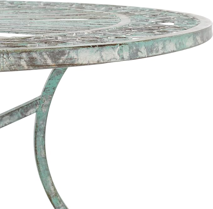 SAFAVIEH Outdoor Collection Thessaly Victorian Scroll Antique Dark Green Wrought Iron 5-Piece Patio Dining Set