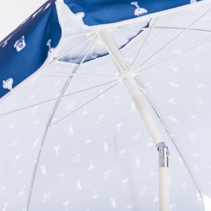 Business & Pleasure Co. Margaritaville Manana Umbrella - 6.5' Beach Umbrella Sand Anchor, 7' Tall Telescopic Aluminum Pole, UPF 50+