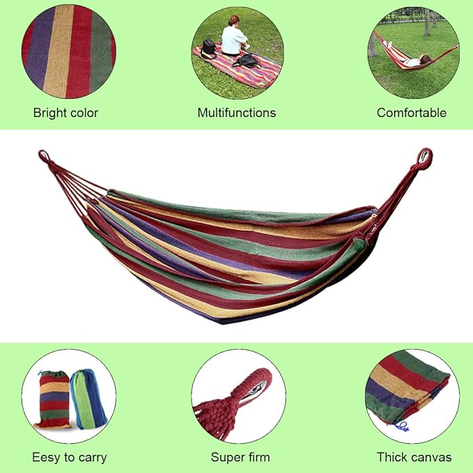 Ruilogod Single/Double Hammock Portable Swing Hanging Bed for Backyard, Park, Outdoor and Indoor Use, Free Carrying Bag Included Red 200cm x 80cm Combo B (id: ce0 86f 291 7f2 c44