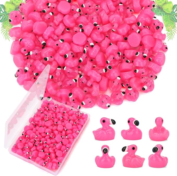 120 Pcs Pink Mini Resin Flamingos Ducks for Crafts Tiny Figures to Hide | Cute Miniature Plastic Flamingos for Garden Dollhouse Micro Landscape Aquarium Party Gifts Fish Tank Home Decorations