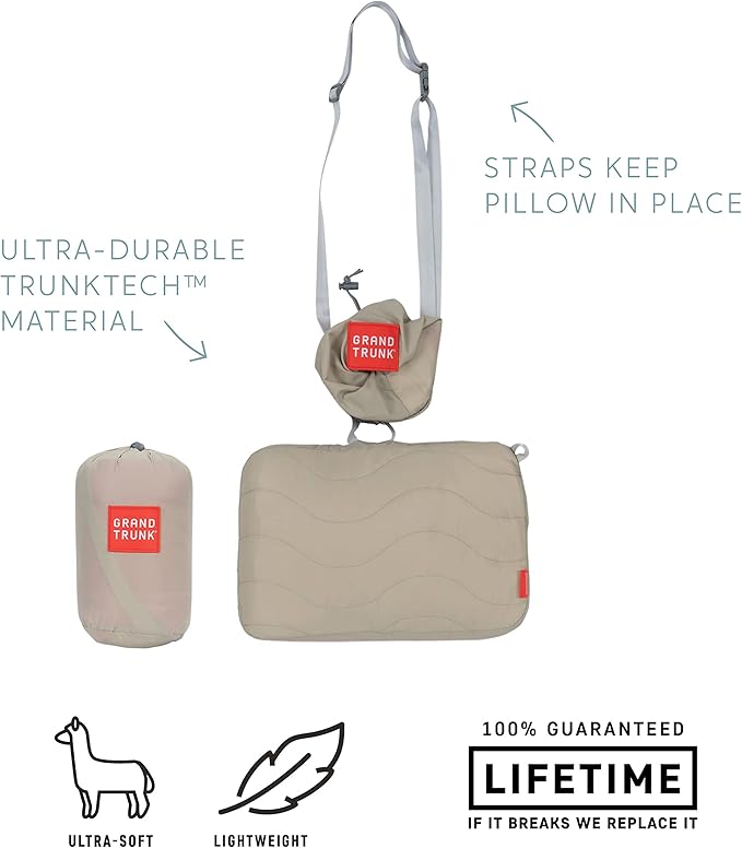 Grand Trunk Siesta Hammock Pillow | Lightweight & Ultra-Soft Camping Pillow with Adjustable Strap | 40D Nylon Diamond Ripstop | Integrated Stuff Sack | Dune